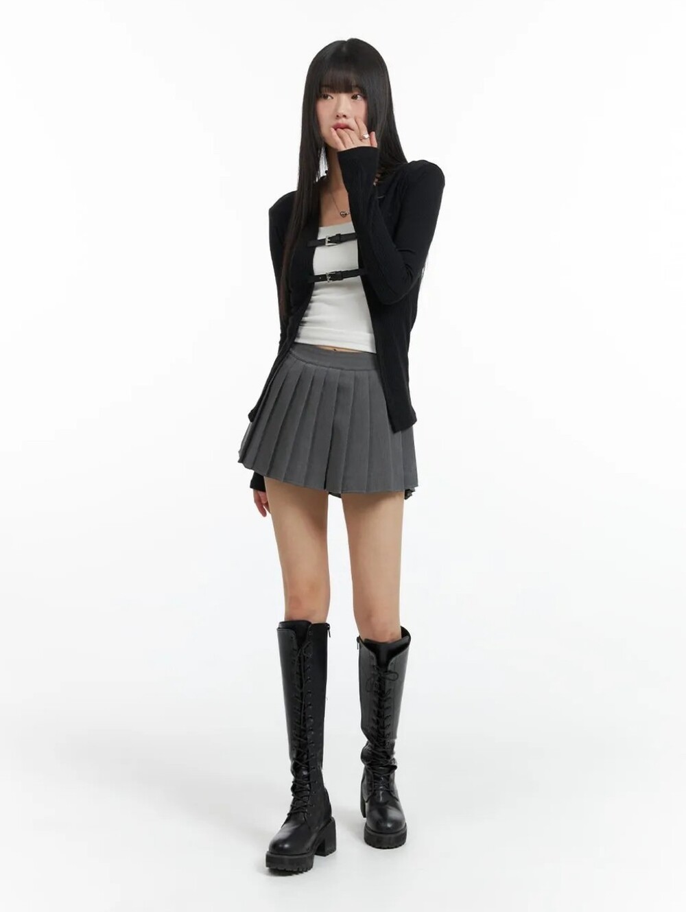 Lewkin Solid Pleated Mini Skirt CF420